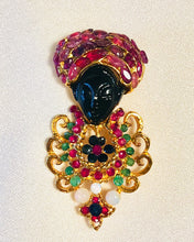 Load image into Gallery viewer, Genuine Ruby, Emerald, Sapphire and Opal Blackamoor Brooch
