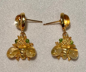 Bee Citrine and Peridot Earrings