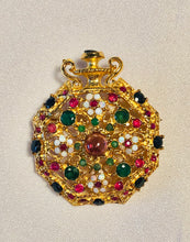 Load image into Gallery viewer, Genuine Ruby, Emerald, Sapphire, Opal and Amethyst Chain Watch Brooch
