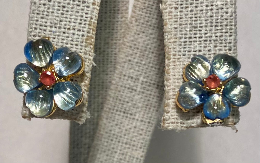Blue Topaz and Garnet Earrings