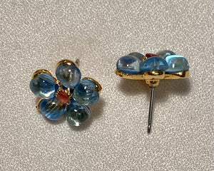 Blue Topaz and Garnet Earrings