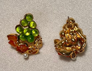 Peridot, Carnelian and Pearl Earrings