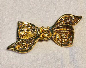 Genuine Ruby and Emerald Bow Brooch