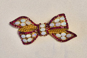 Genuine Ruby and Opal Bow Brooch