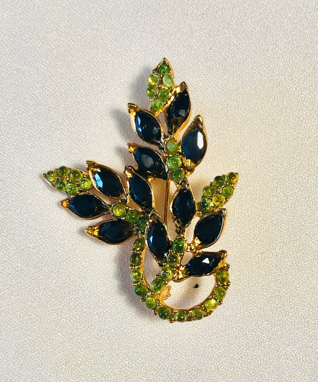 Genuine Sapphire and Peridot Flower Brooch