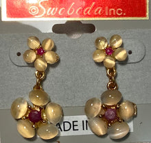 Load image into Gallery viewer, Genuine Moonstone and Ruby Earrings
