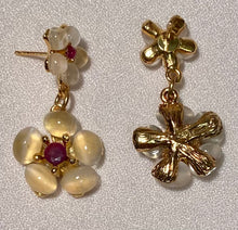 Load image into Gallery viewer, Genuine Moonstone and Ruby Earrings
