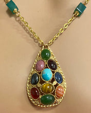 Load image into Gallery viewer, Multi-Stone Pear Shape Cone Necklace
