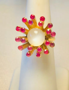 Genuine Ruby and Moonstone Ring