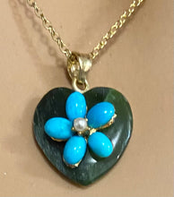 Load image into Gallery viewer, Turquoise and Jade Heart Pendant
