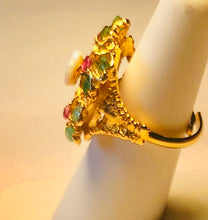 Load image into Gallery viewer, Genuine Emerald, Ruby and Opal Ring
