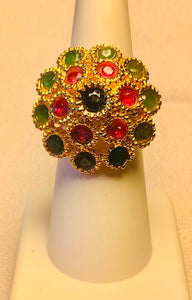 Genuine Ruby, Emerald and Sapphire Ring