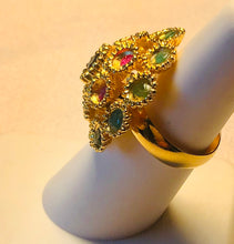 Load image into Gallery viewer, Genuine Ruby, Emerald and Sapphire Ring
