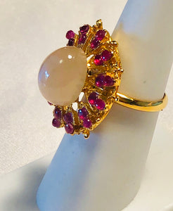 Genuine Ruby and Moonstone Ring