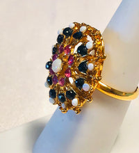 Load image into Gallery viewer, Genuine Sapphire, Ruby and Opal Ring
