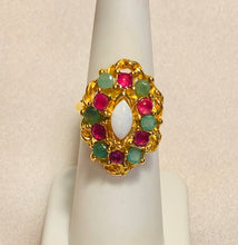 Load image into Gallery viewer, Genuine Ruby, Emerald and Opal Ring
