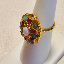 Load image into Gallery viewer, Genuine Ruby, Emerald and Opal Ring
