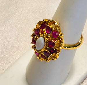 Genuine Ruby and Opal Ring