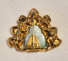 Load image into Gallery viewer, Garnet and Jadeite Buddha Brooch
