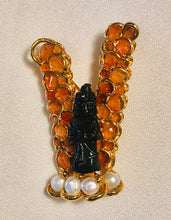 Load image into Gallery viewer, Carnelian and Fresh Water Pearl Brooch
