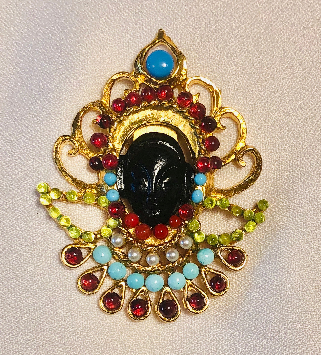 Vintage colorful outlet stones Blackamoor brooch