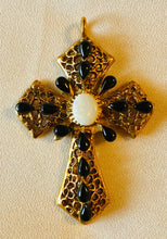 Load image into Gallery viewer, Genuine Opal and Black Onyx Cross Pendant
