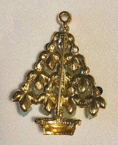 Peridot, Aventurine, Garnet and Moonstone Christmas Tree Brooch