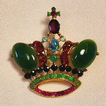 Load image into Gallery viewer, Genuine Ruby, Sapphire, Emerald, Garnet, Opal, Peridot and Jade Crown Brooch
