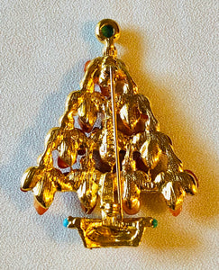 Christmas Tree Carnelian and Turquoise Brooch
