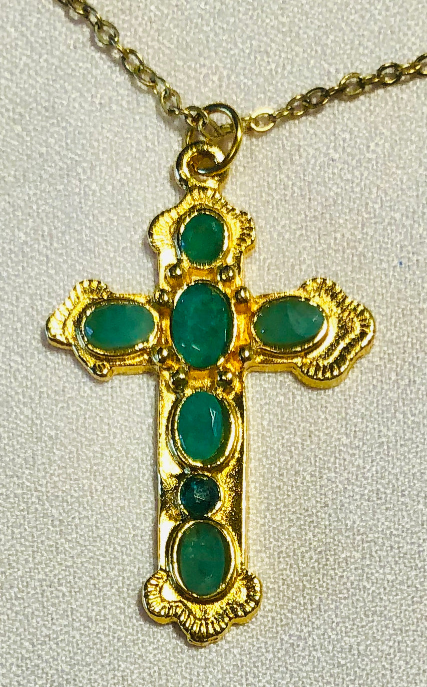Genuine Emerald Cross Pendant