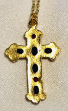 Load image into Gallery viewer, Genuine Sapphire and Ruby Cross Pendant
