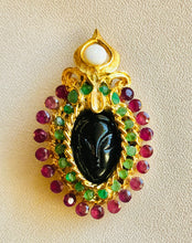 Load image into Gallery viewer, Genuine Ruby, Emerald and Opal Blackamoor Brooch
