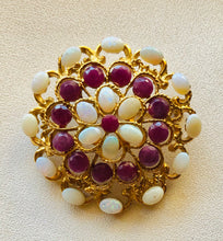 Load image into Gallery viewer, Genuine Ruby and Opal Flower Brooch
