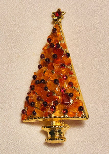 Christmas Tree Carnelian and Garnet Brooch