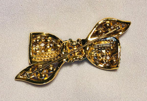 Genuine Emerald and Ruby Bow Brooch