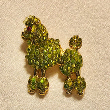 Load image into Gallery viewer, Peridot and Ruby Eye Poodle Dog Brooch
