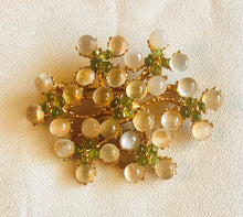 Load image into Gallery viewer, Genuine Moonstone and Peridot Flower Bed Brooch
