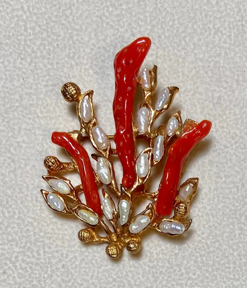 Coral Reef Brooch — Coral, Pearl