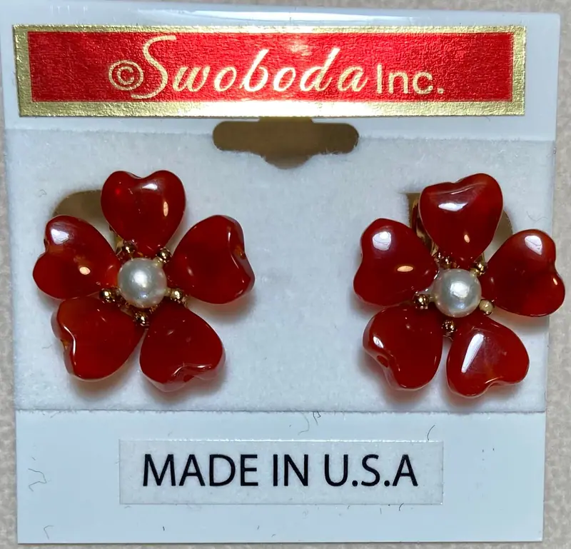 Swoboda Earrings — Carnelian and Pearl