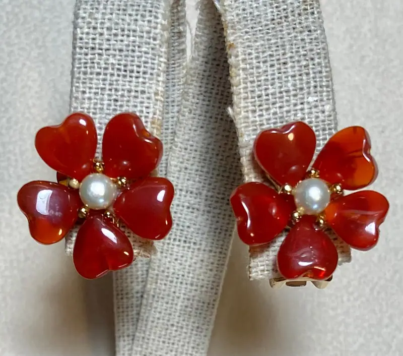 Swoboda Earrings — Carnelian and Pearl (2)