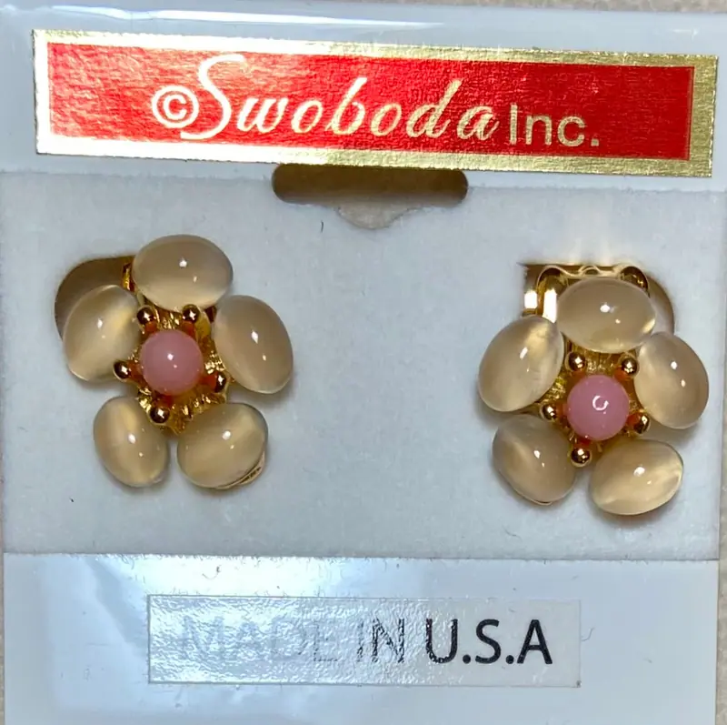 Swoboda Earrings — Moonstone, Coral