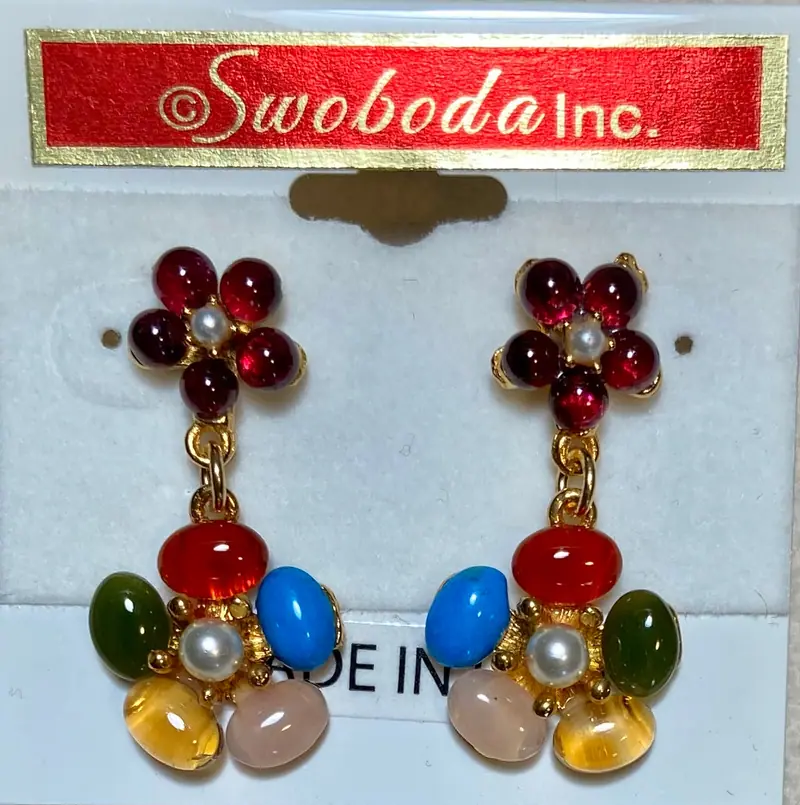 Swoboda Earrings — Garnet, Jade, Carnelian, Turquoise, Rose Quartz, Citrine and Pearl