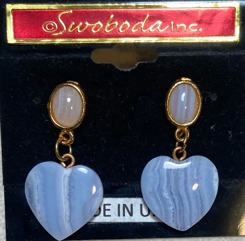 Heart Shaped Earrings — Lace Agate