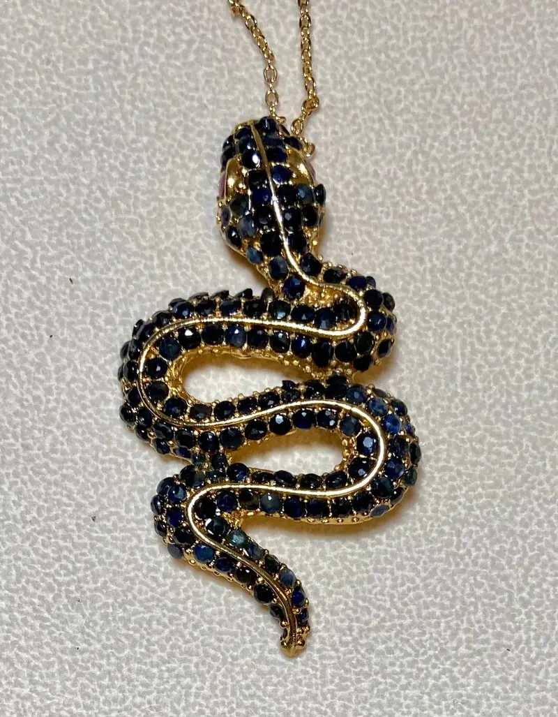 Snake Pendant — Sapphire, Ruby Eyes