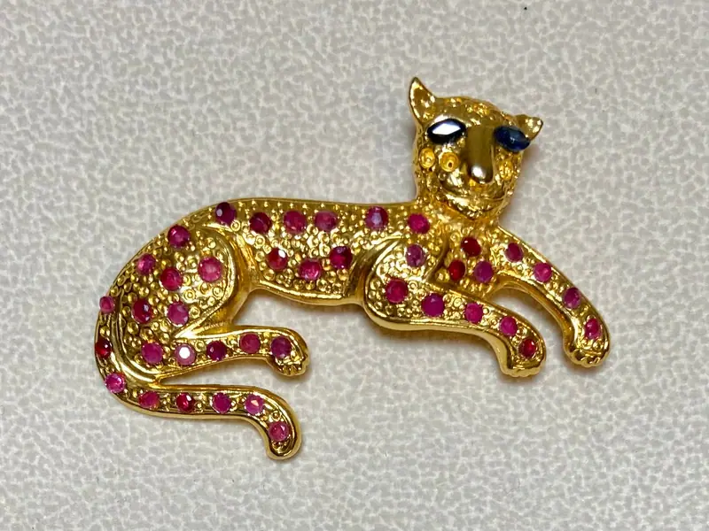 Tiger Brooch — Ruby, Sapphire